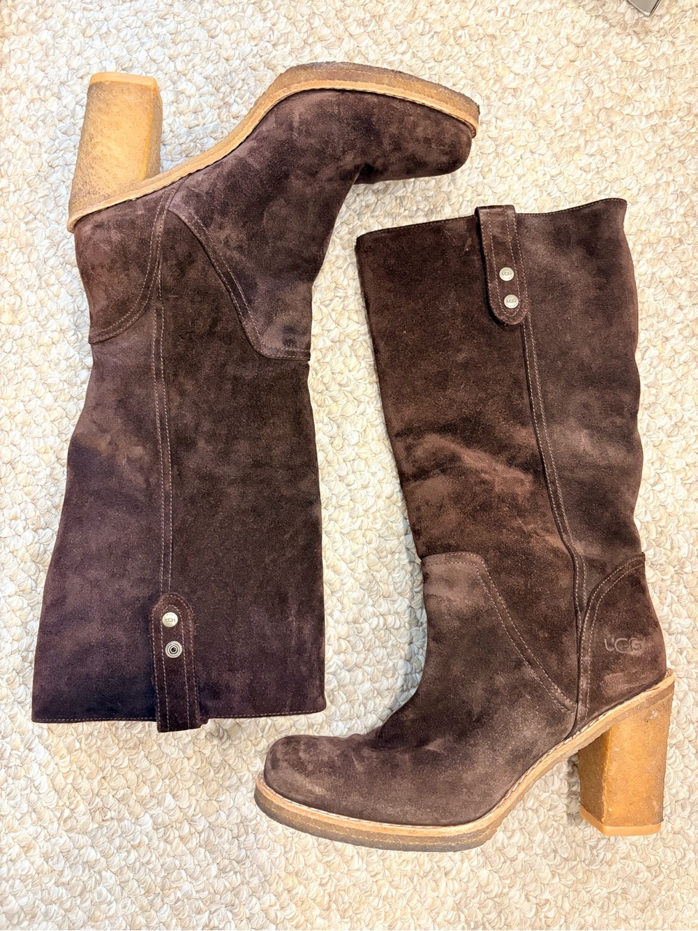 UGG JOSIE BOOTS Women's Leather/Suede Convertible Tall-Ankle Boots Brown size 10